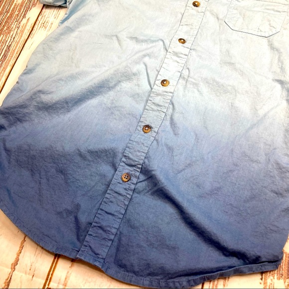 Arizona Jean Button Down Shirt Ombré Short Sleeve Collared Sz 14/16 - Picture 2 of 7